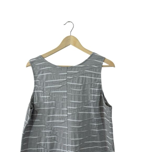 Habitat Large Dress EUC Gray Wave Stripes Sleeveless Knee Length V-Neck Womens - Picture 9 of 11